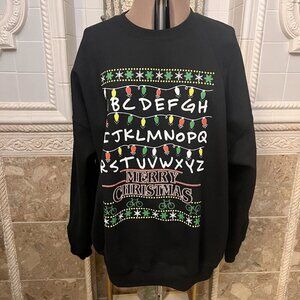 Christmas Black Alphabet Sweatshirt. Size 2XL. Cotton Poly. Long Sleeve. B118